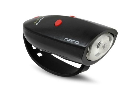 LAMPKA LED I DZWONEK ROWEROWY DWA W JEDNYM MINI HORNIT NANO BLACK